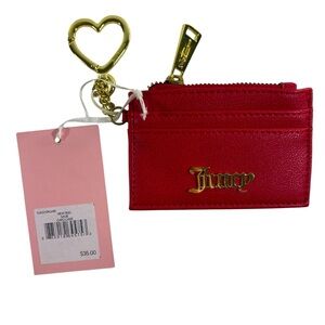 NWT Juicy Couture Red Card Wallet with Gold Accents Key Chain